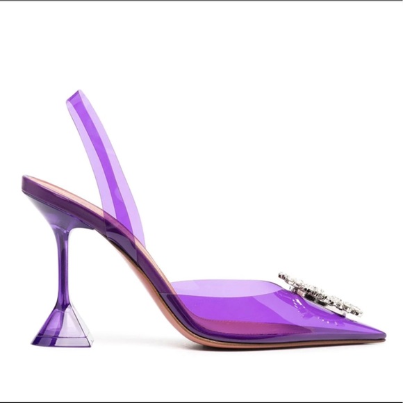 Amina Muaddi Begum Crystal-embellished Pvc Slingback Pumps In Violet - Picture 3 of 11